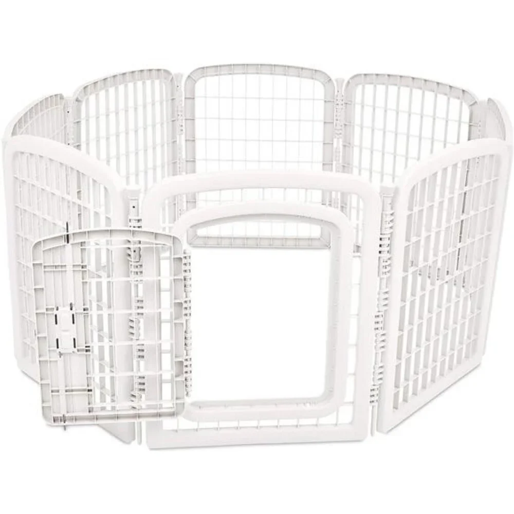 8-Panel Octagonal Plastic Pet Pen Fence Enclosure With Gate, 59 x 58 x 28 Inches